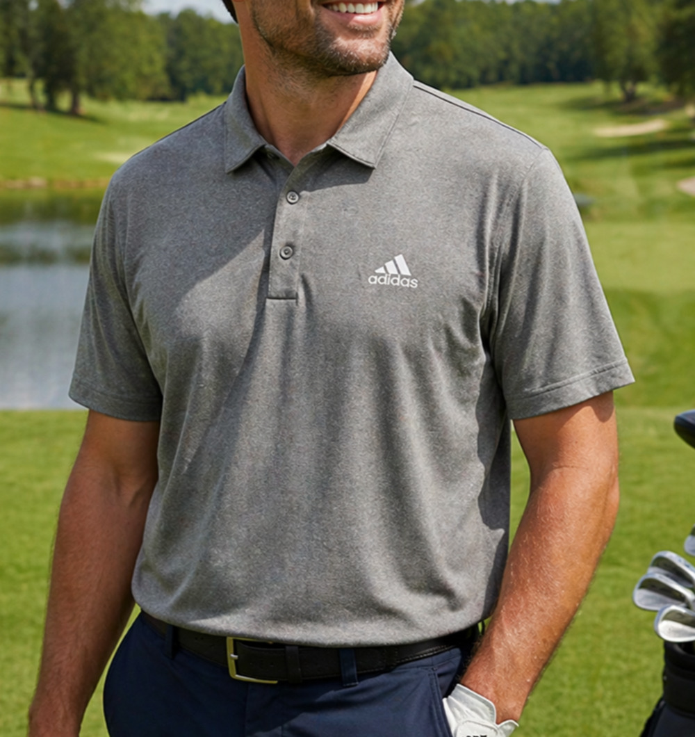 Adidas Golf Polo Shirt Mens XL Gray Short Sleeve Performance White Logo